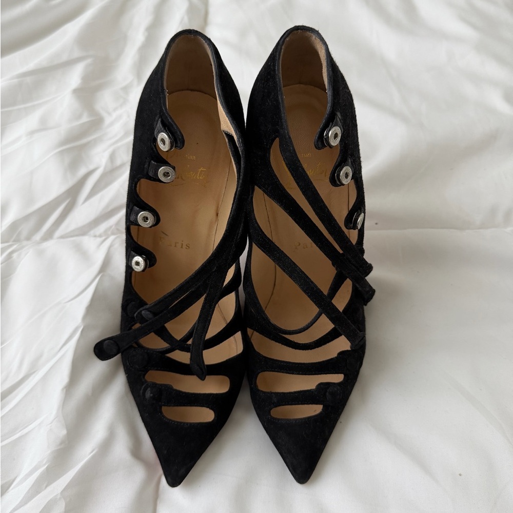 Christian Louboutin Elegant Black Strappy Women's Heels